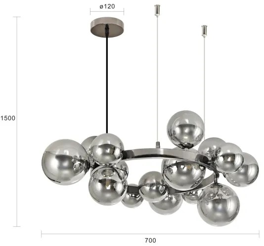 Brilagi - LED csillár kábelen MILLA 15xG9/3W/230V fekete króm/füstszínű