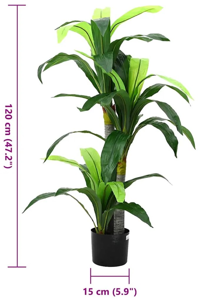 zöld mesterséges dracaena fa 36 levéllel 120 cm