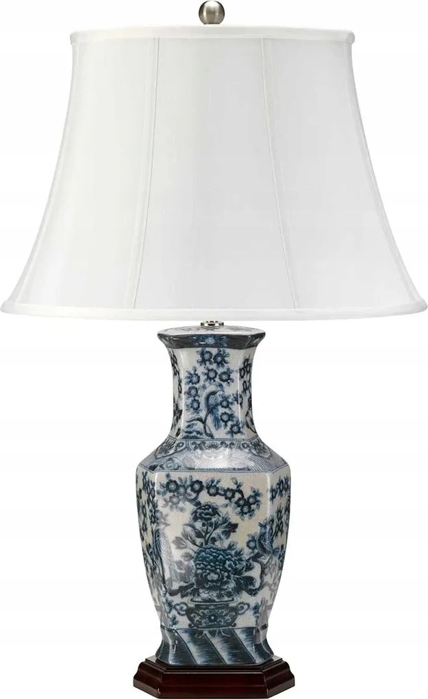 Asztali lámpa fehér porcelán kék mintás magas 75 cm Elstead