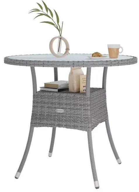 Deuba Rattan asztal Ø80 cm - szürke