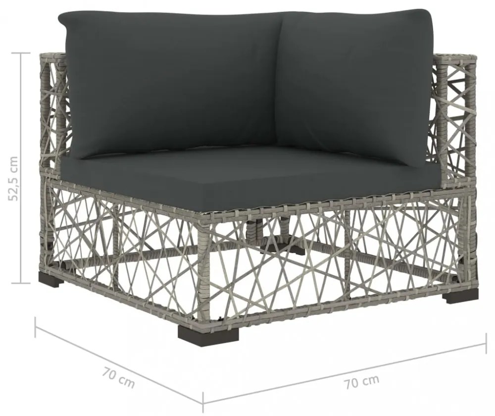 6-részes szürke polyrattan kerti bútorszett párnákkal