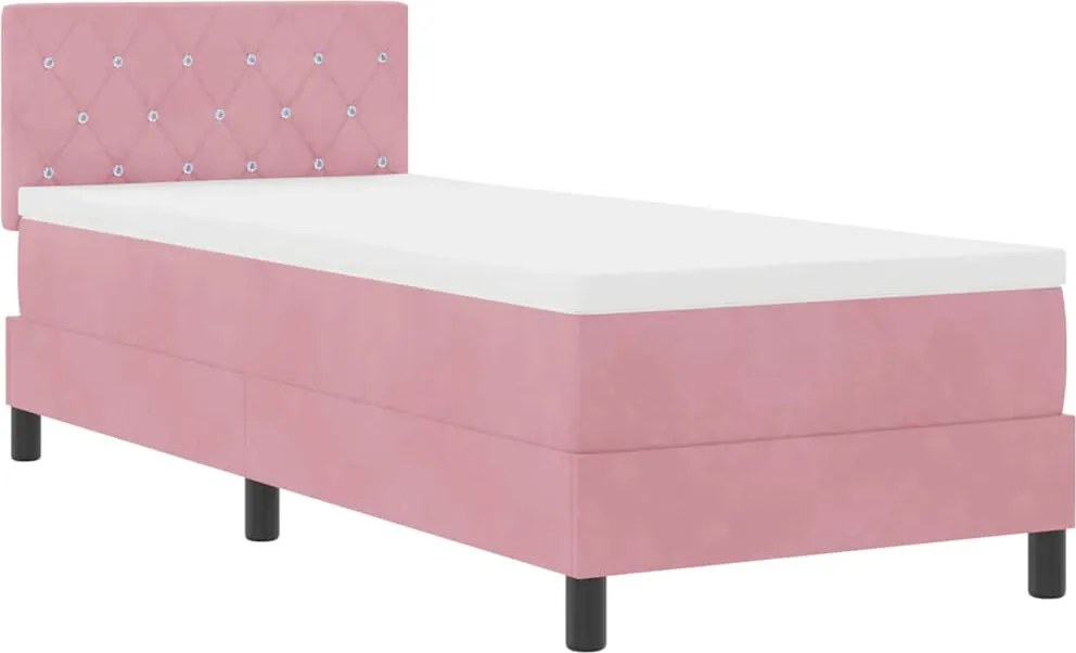vidaXL LED Box Spring Ágy matracmal Rózsaszín 80 x 200 cm Bársony