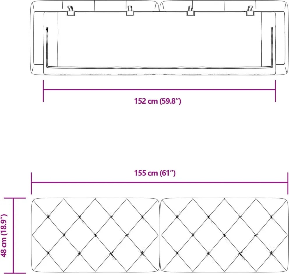 sötétszürke bársony fejtámla párna 152 cm