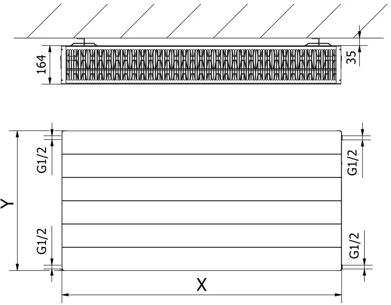 Mexen CL33 Line, panelradiátor 600 x 500 mm, oldalsó csatlakozás, 1100 W, fekete, W433L-060-050-70