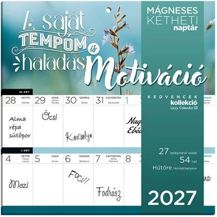 Falinaptár, mágneses, kétheti, 22x22 cm, LIZZYCALENDAR Motiváció (TICLCFNMMO)
