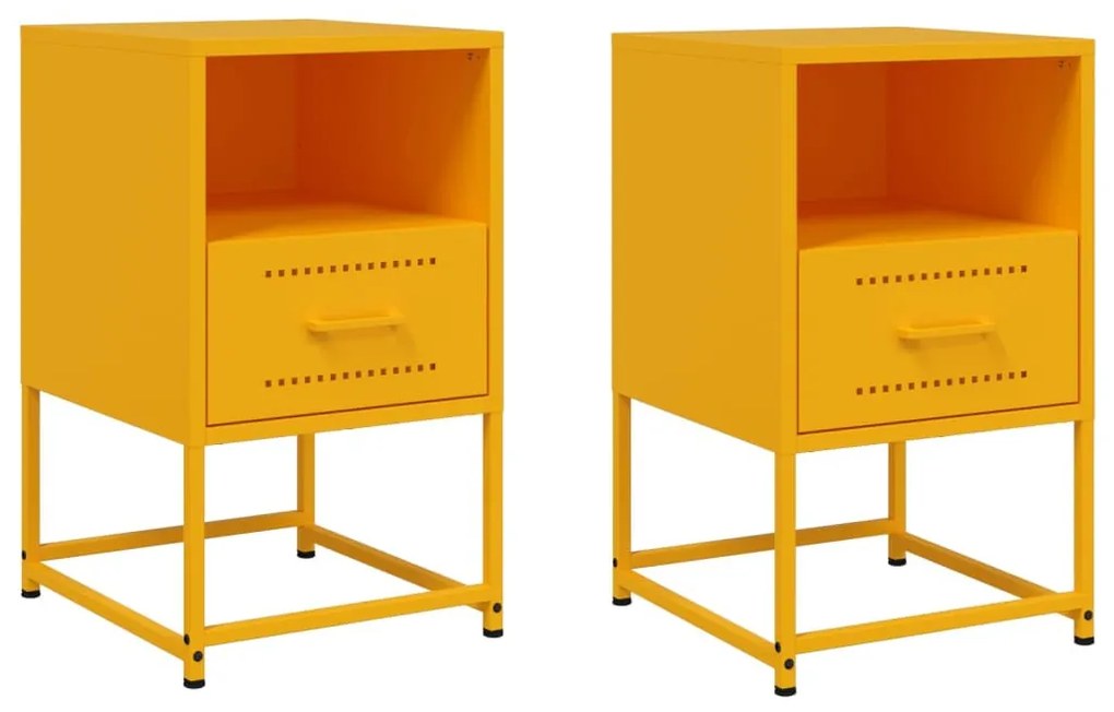 2 db mustársárga acél éjjeliszekrény 36x39x60,5 cm
