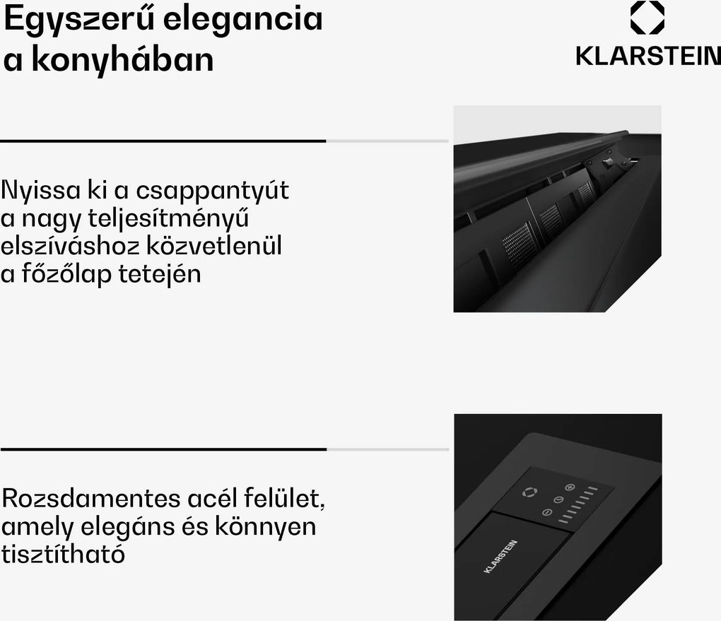 Klarstein Brisa páraelszívó, kihúzható, 710 m³/h, A+, LED, 42 dB, elszívó/recirkulációs üzemmód