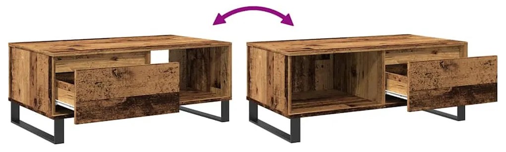 antik fa színű szerelt fa dohányzóasztal 90 x 50 x 36,5 cm
