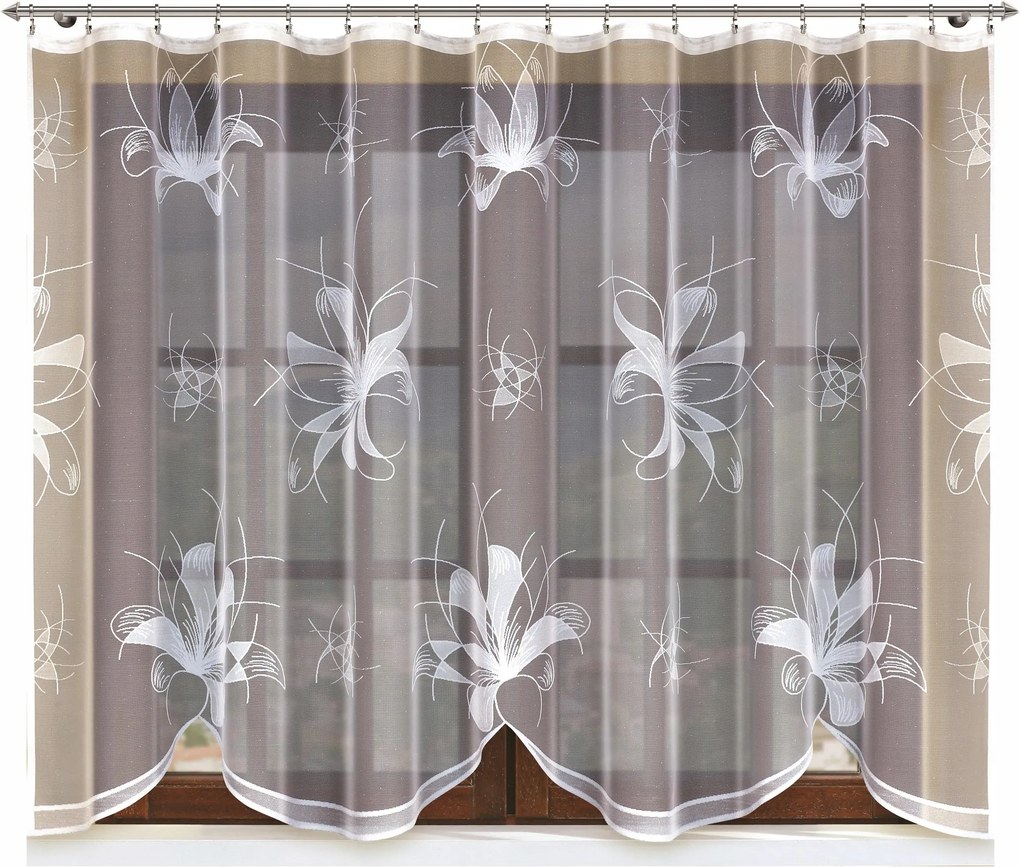 Jacquard függöny mintás 21219 300x145cm (szalaggal) magnólia virágok, Hímzés