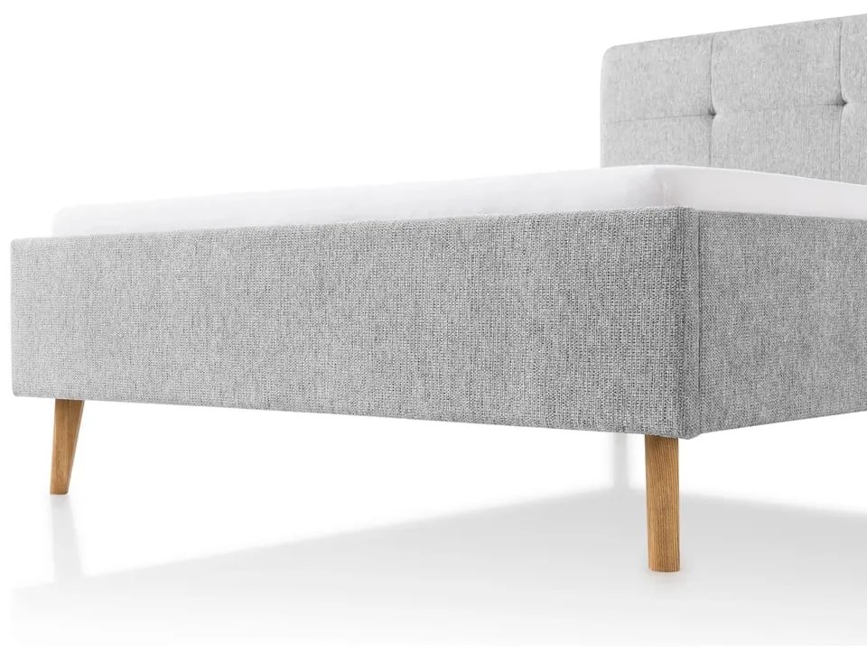 Világosszürke kárpitozott franciaágy ágyrács nélkül 140x200 cm Smart – Meise Möbel