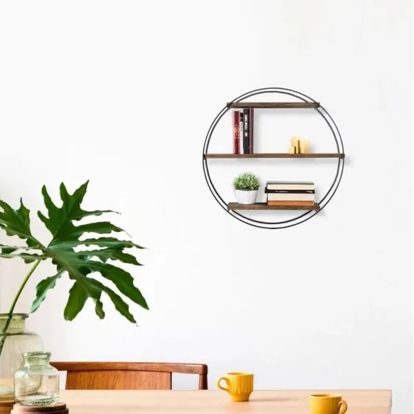 Fali polc TULIPA 60x15 cm lucfenyő/fekete