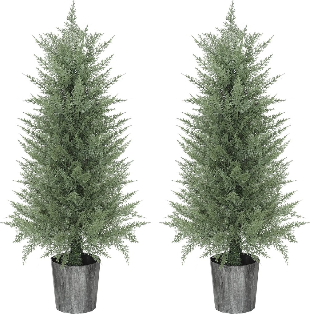HOMCOM 2 db nagy, 90 cm-es mű ciprus cserepek – élethű, UV-álló műnövény nappalihoz, hálóhoz, irodához, teraszhoz | Aosom