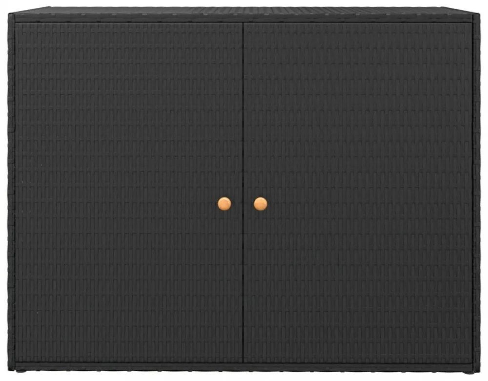 fekete polyrattan kerti tárolószekrény 100 x 55,5 x 80 cm