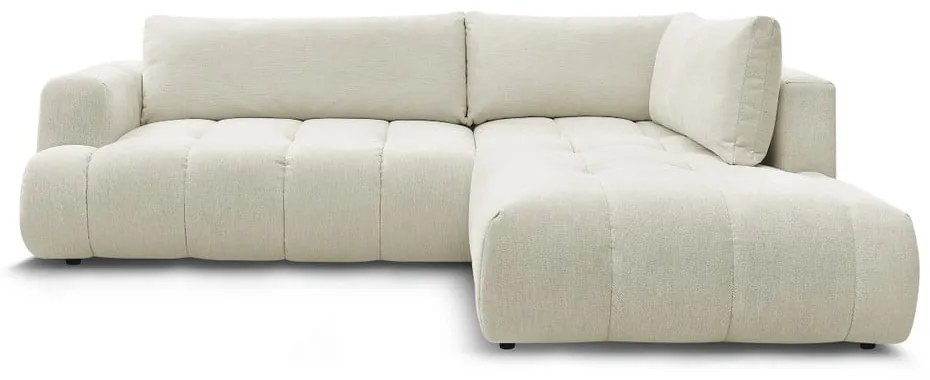 Bézs kinyitható-tárolóhelyes sarokkanapé (jobb oldali-L alakú) Fuji – Bobochic Paris