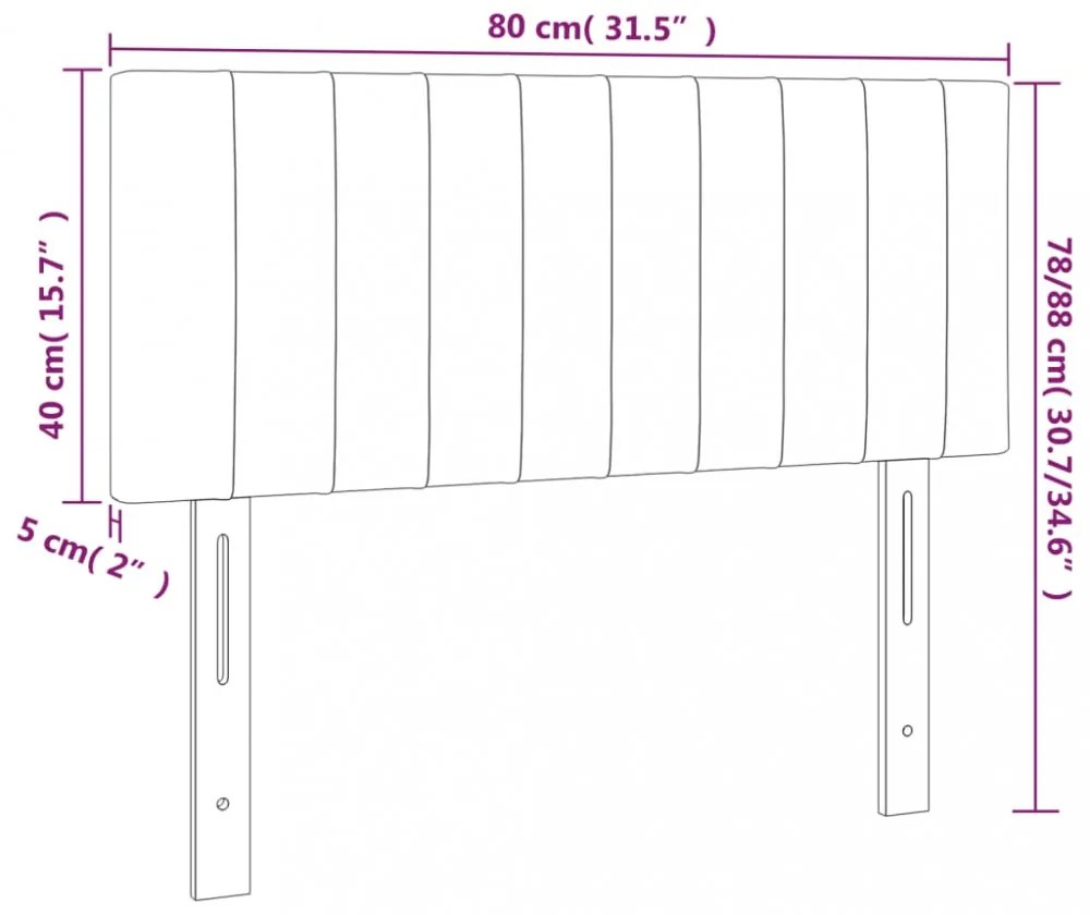 sötétkék bársony LED-es fejtámla 80 x 5 x 78/88 cm