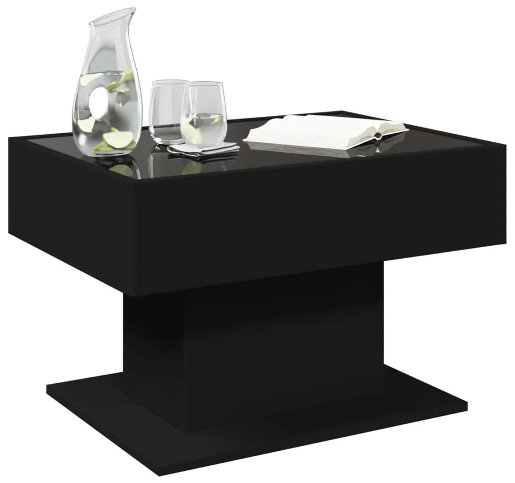 Fekete szerelt fa dohányzóasztal 70 x 50 x 45 cm