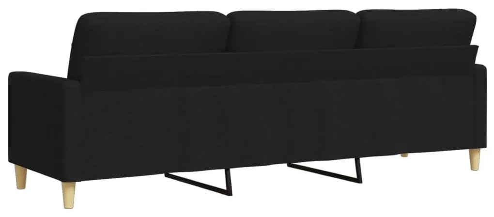 3 személyes fekete szövet kanapé 210 cm
