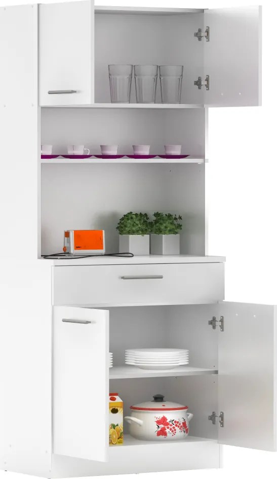 Négyajtós szekrény, fehér, DOMIS NEW