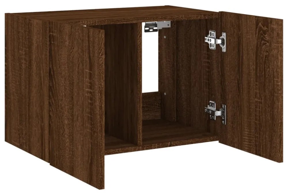 barna tölgyszínű fali TV-szekrény LED-del 60x35x41 cm