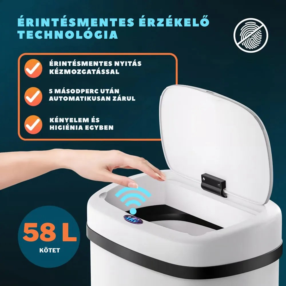 DEUS érzékelős szemetes, 58 liter, fehér Jurhan
