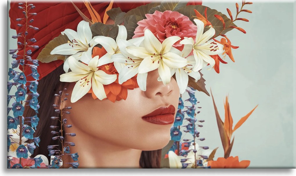 Vászonkép Nő Száj Virágok Természet 60x40 cm Ajándéknak is tökéletes
