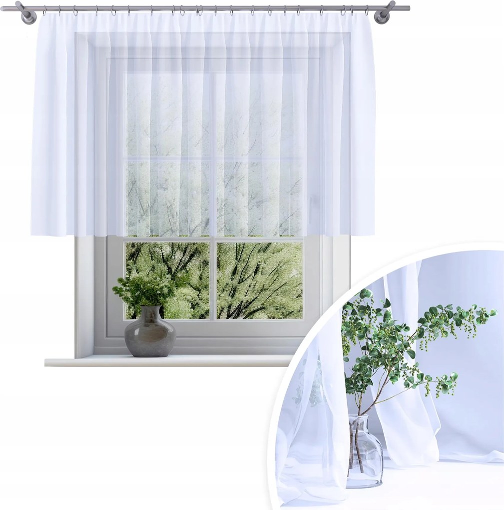 Függöny Kész Fátyol Fehér 200x120 CM Függöny Béka Szalag Függöny