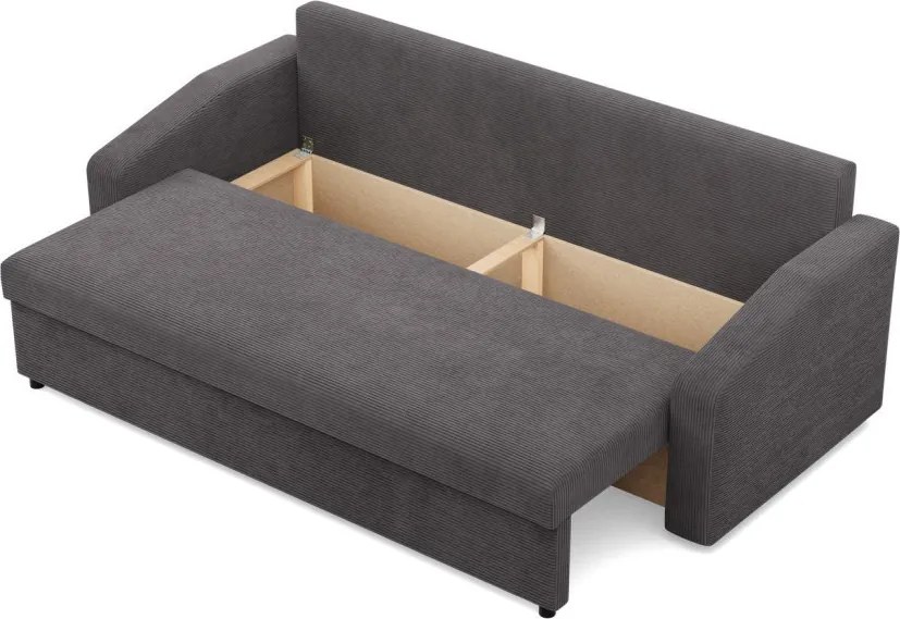 Zeus kanapéágy, kordbársony, bonell töltet, döntött kartámasz, szürke