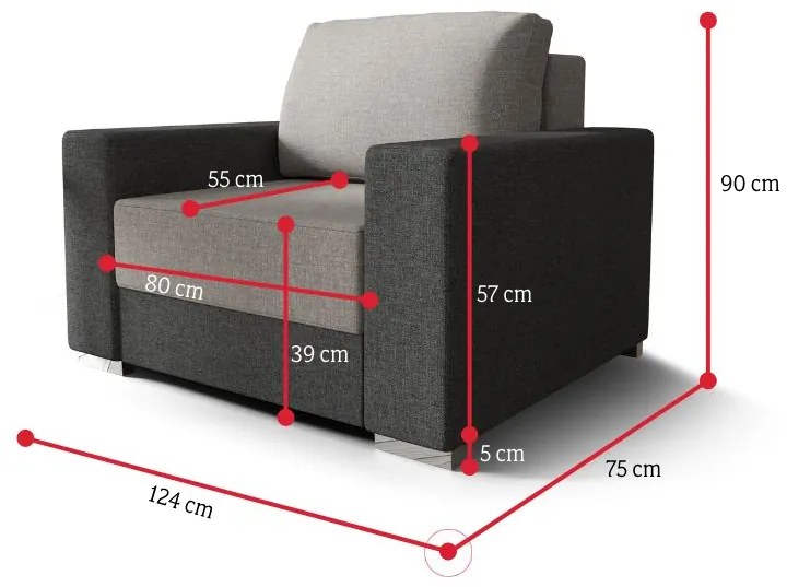 RADO fotel, 124x90x75, sawana 14/sawana 05