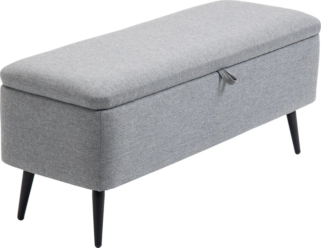 HOMCOM Tároló Pad, Kárpitozott Pad Tárolóval, Vászonhatású, Ágy Padacél Lábakkal, Nappaliba, Előszobába, Hálószobába, max. 150 kg teherbírás, 101 x 38