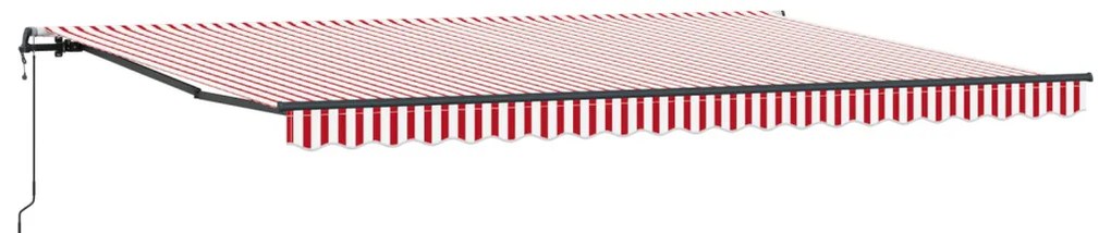Automatikus Behúzható Napellenző Piros és Fehér Csík 500x350 cm