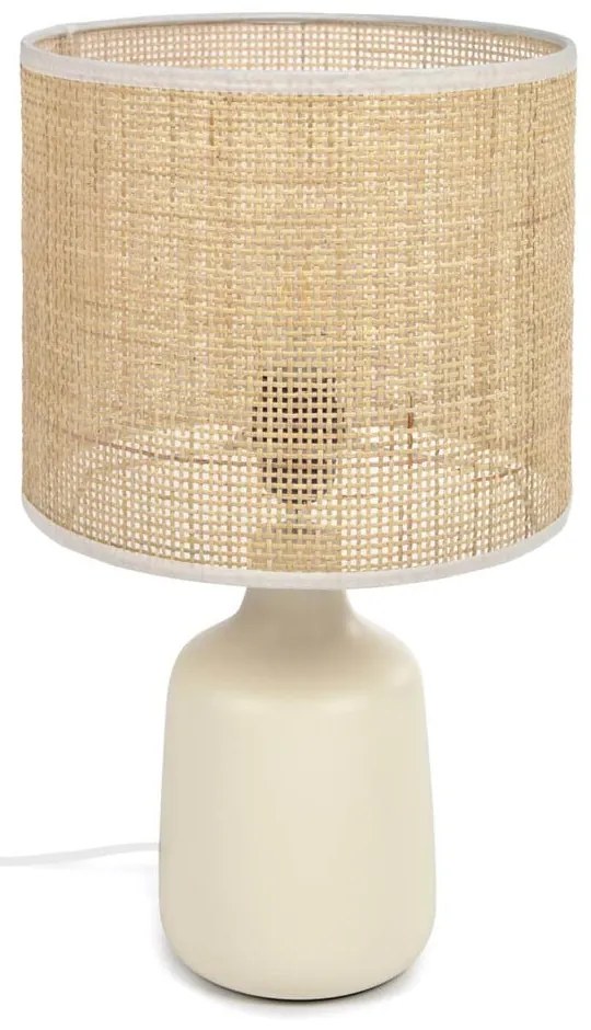 Krémszínű-natúr színű kerámia asztali lámpa (magasság 46 cm) Erna – Kave Home