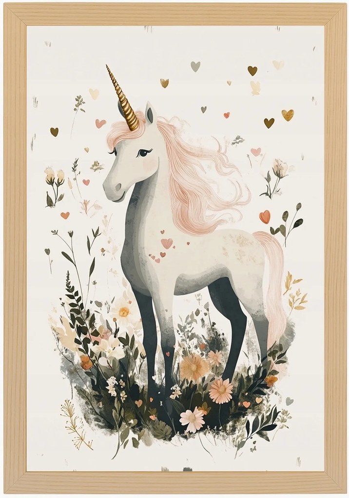 Poszter Keret Fa Gyerek Unikornis Virág Szív Mese Legenda 40x60