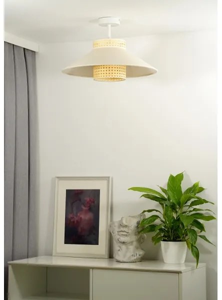 Duolla - Felületre szerelhető csillár RIO RATTAN 1xE27/15W/230V átm. 45 cm bézs/rattan