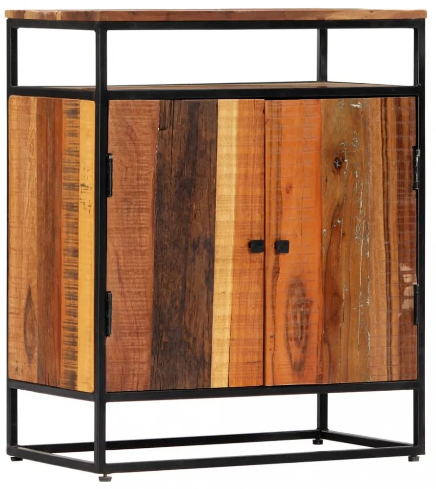 tömör újrahasznosított fa és acél kisszekrény 60 x 35 x 76 cm