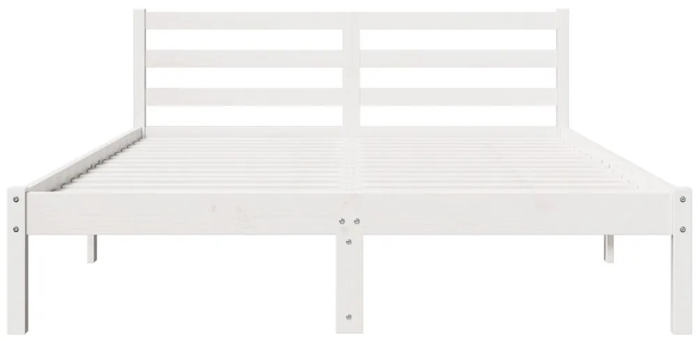 Ágykeret Fejtámlával Fehér 160x210 cm Tömör Fenyőből