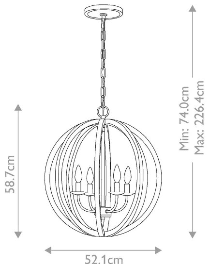 Elstead FE-ALLIER-4P-WW - Csillár láncon ALLIER 4xE14/60W/230V tölgy