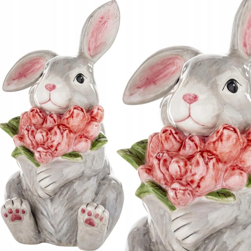 Húsvéti nyuszi figura húsvéti nyuszi virágokkal nád