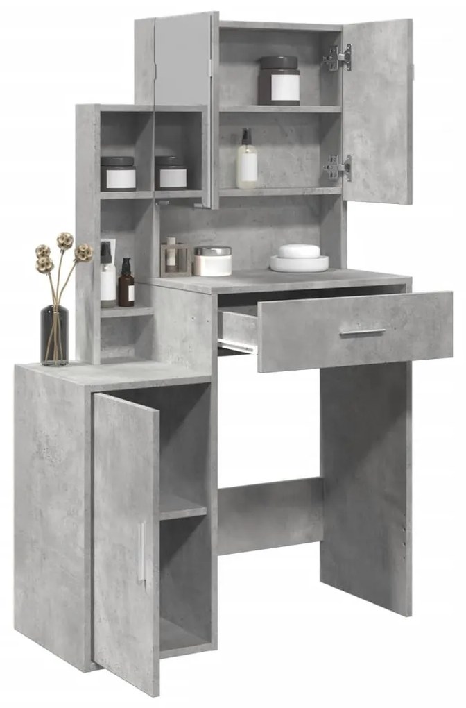 betonszürke fésülködőasztal szekrénnyel 80 x 35 x 132 cm