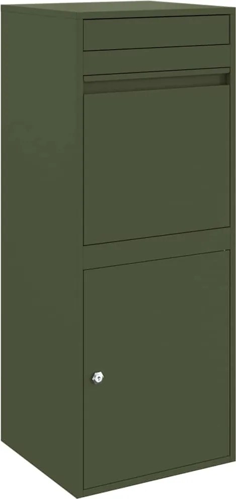 vidaXL Csomagzáró doboz tárolóval Oliva zöld 41 x 38 x 103 cm Acél