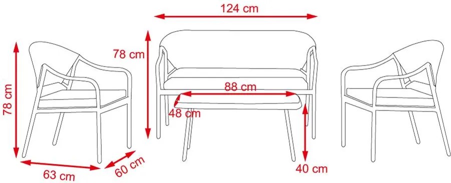 Avenberg MONACO 4-részes kerti bútor szett