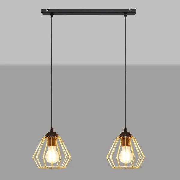 Csillár zsinóron AGAT 2xE27/15W/230V arany/fekete