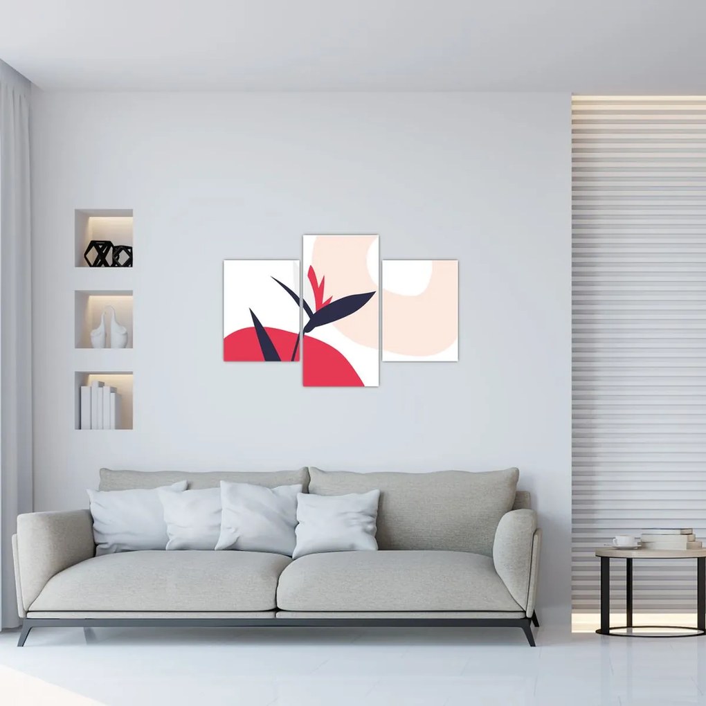 Kép - Rózsaszín virágos absztrakció N⁰1 (90x60 cm)