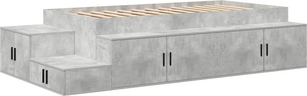vidaXL Ágykeret tárolóval tárolóval Beton Szürke 80 cm Faanyag