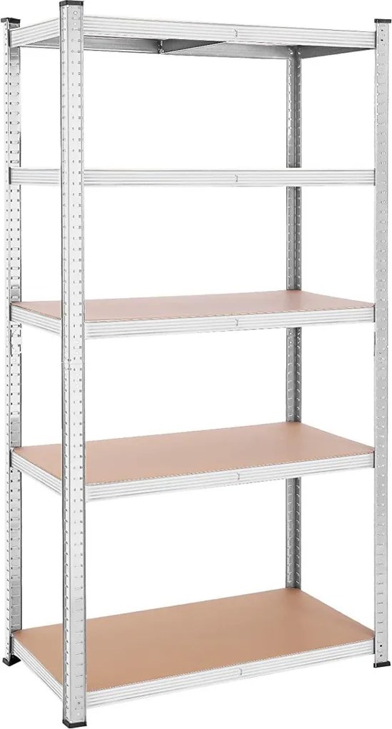 Polcos állvány, 120kg polconkénti teherbírással, ezüst 200x100x50cm