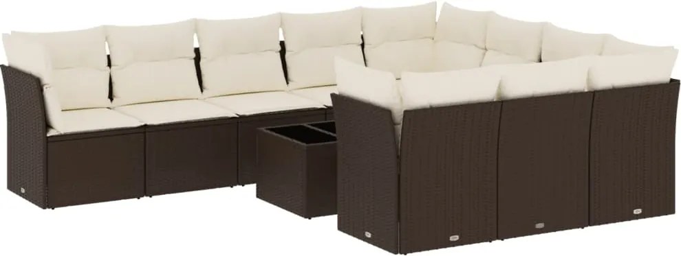vidaXL 11 részes barna polyrattan kerti ülőgarnitúra párnákkal