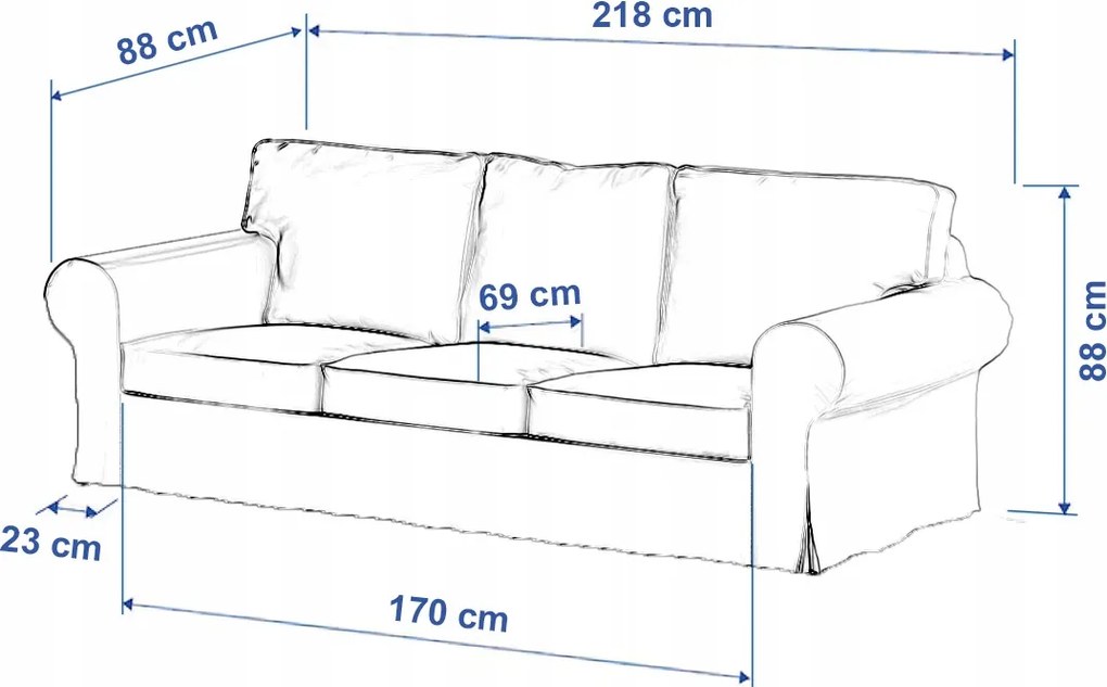 Ektorp 3 személyes kanapé huzat, összecsukható Ikea menta-ecru