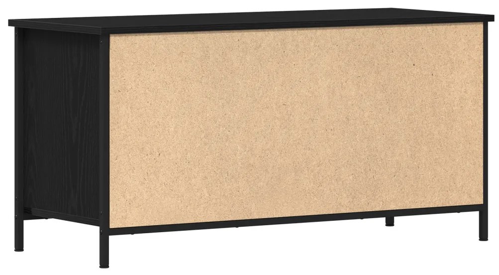 Televíziós Szekrény Fekete Tölgy 100x40x50 cm Mérnöki Fa és Acél