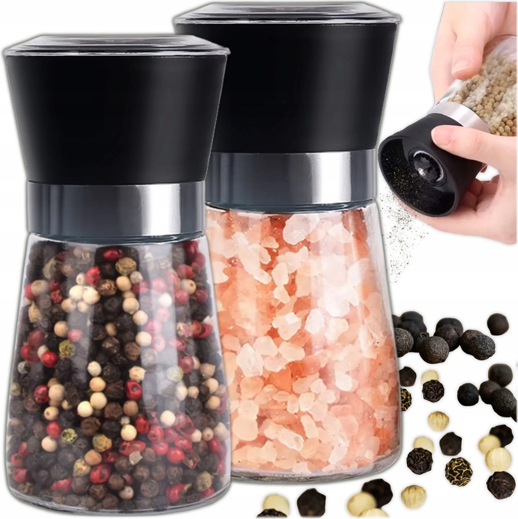 Bors- És Sódaráló Fűszerek Üveg Állítható Őrlés Szett 2 Db