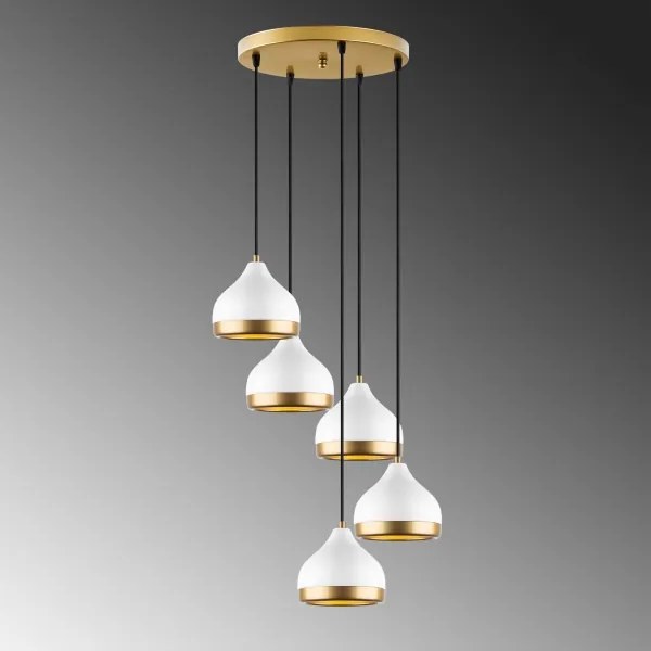 Csillár zsinóron YILDO 5xE27/40W/230V fehér/arany