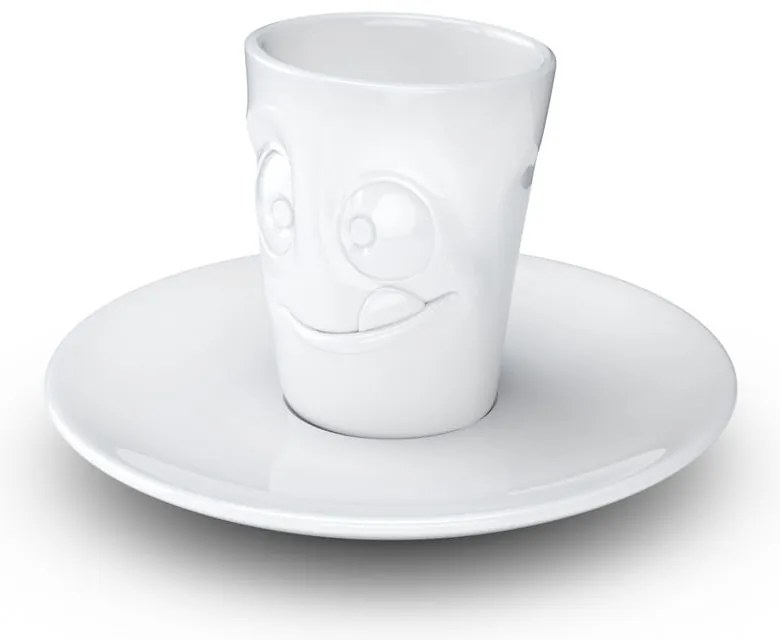 Fehér 'huncut' porcelán csésze és alátét, 80 ml - 58products